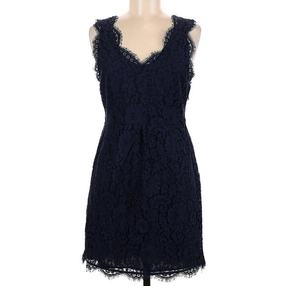 Joie Rori Cotton Blend Navy Blue Sleeveless Lace Mini Dress - Picture 3 of 6